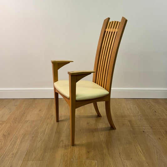 1980s handmade high back elbow chair