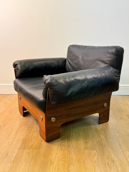 Plywood and Leather armchair by John Hardy
