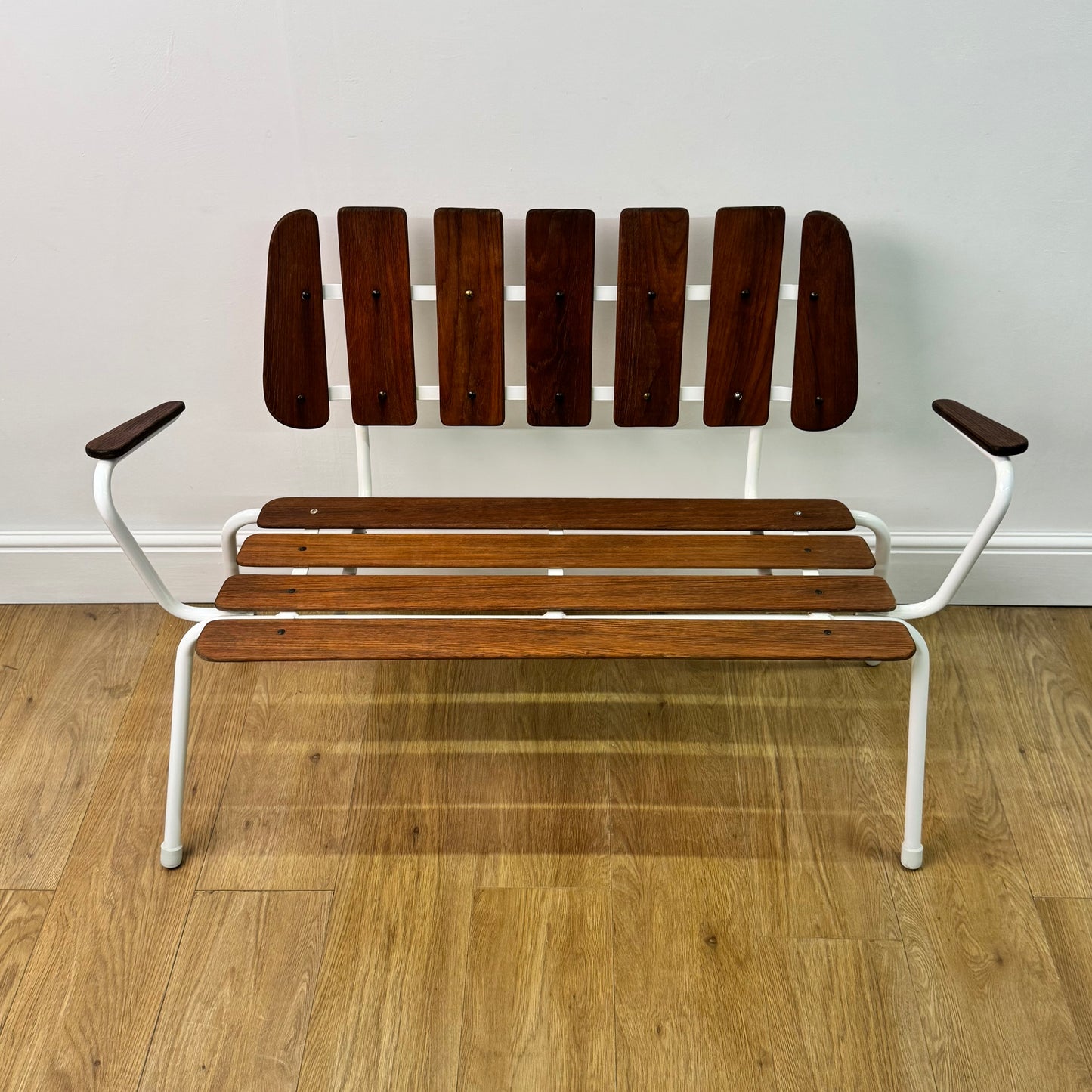 1960s Swedish teak slatted bench