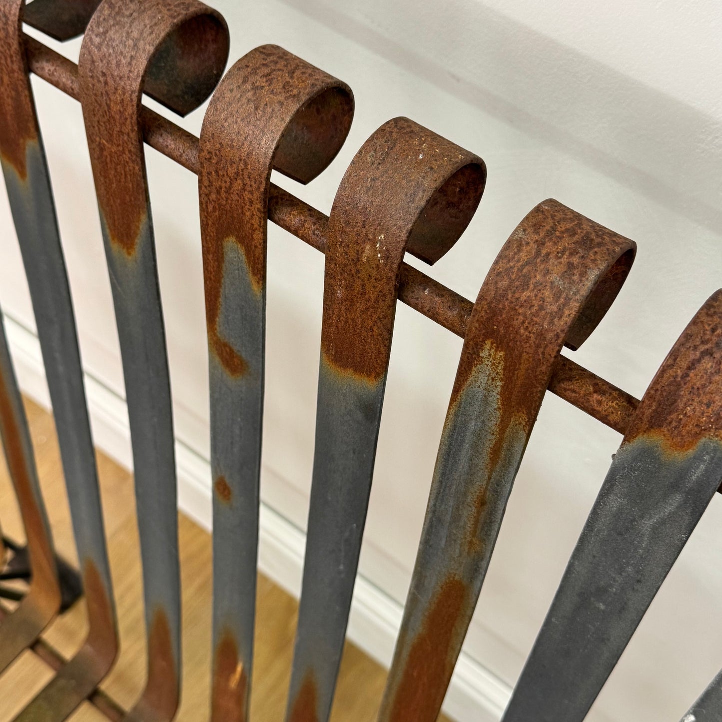 Vintage slatted steel bench