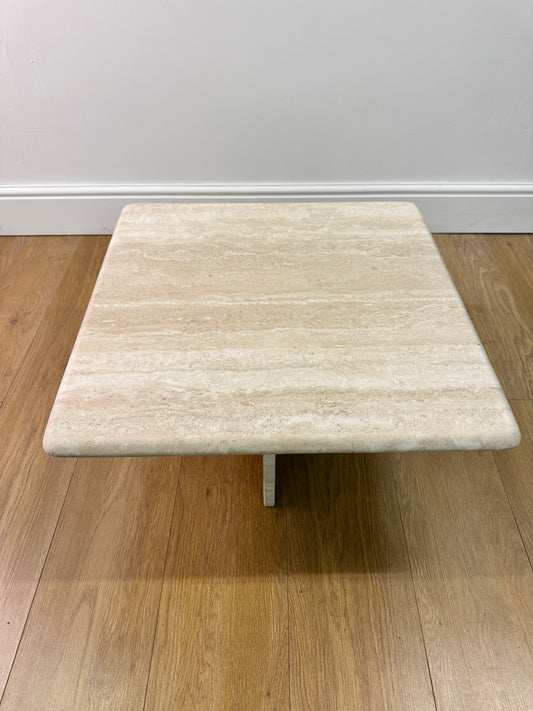 1980s Travertine marble small coffee table