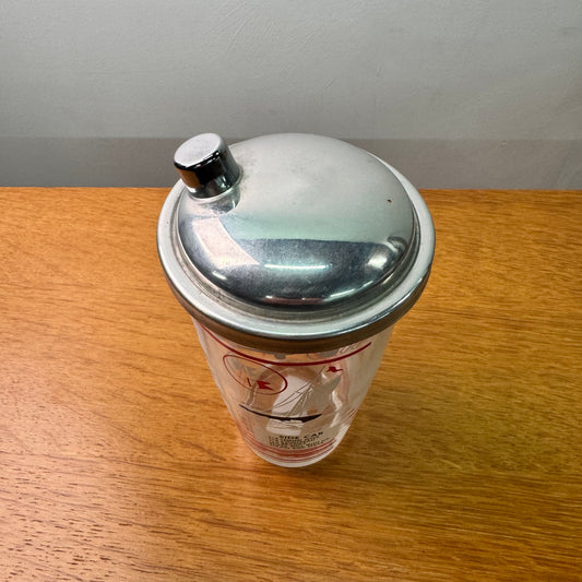 1950s glass sailor/golfer cocktail shaker