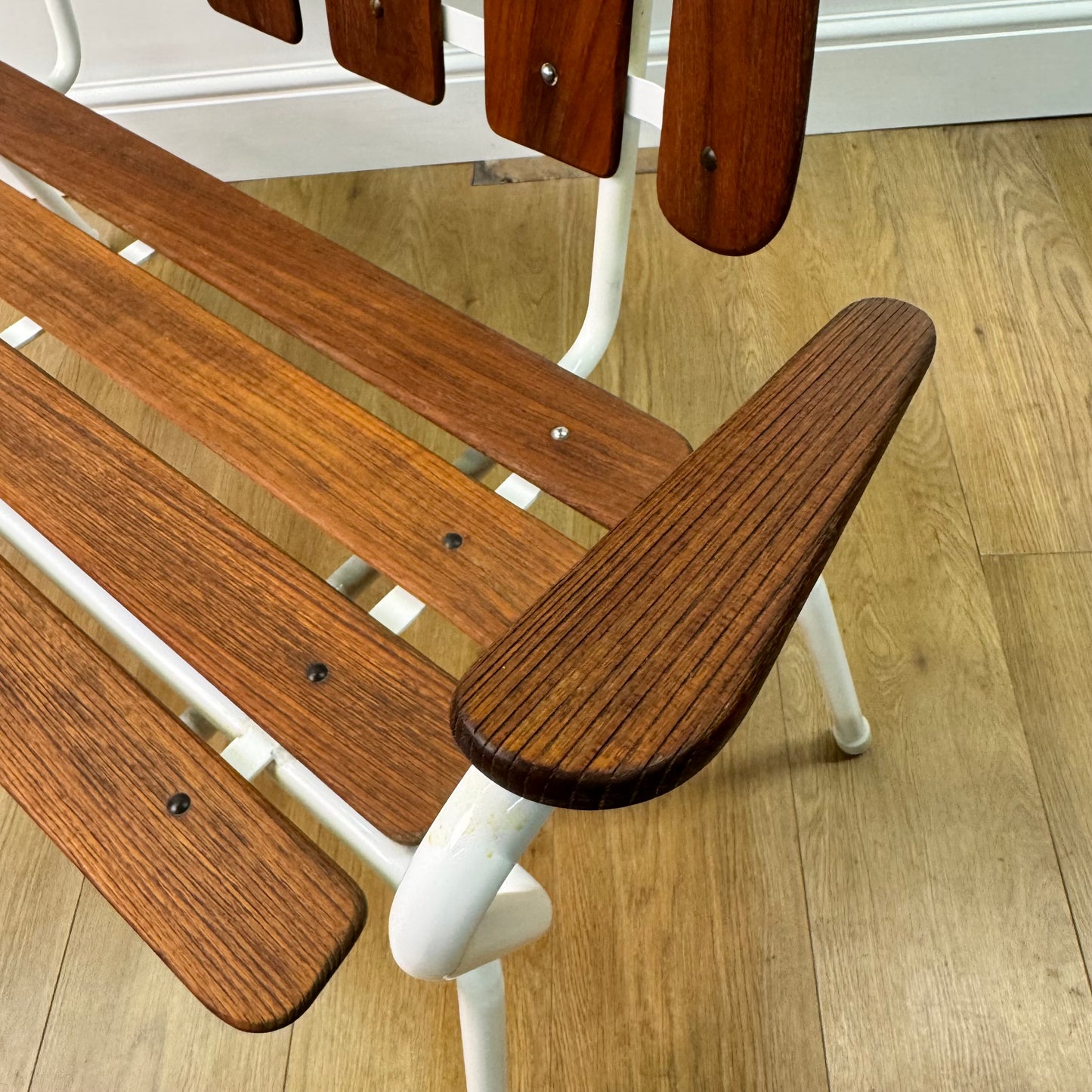 1960s Swedish teak slatted bench