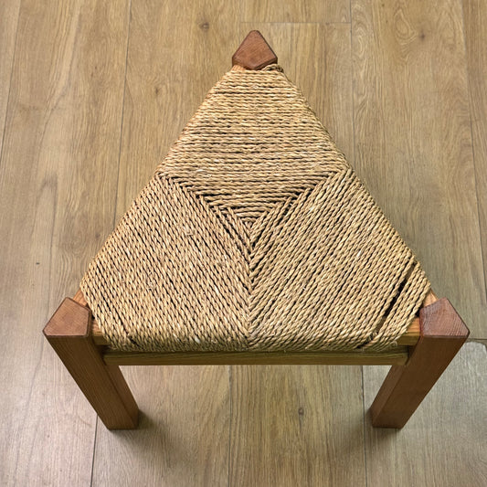 Triangular rattan corded stool