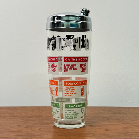 1950s glass cocktail shaker