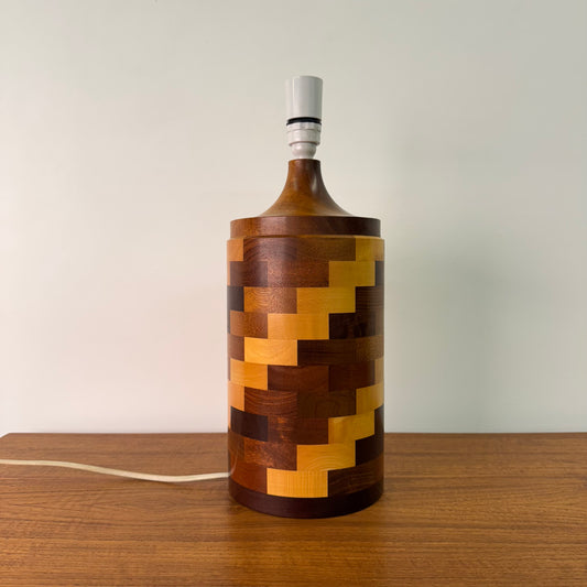 1970s wood block lamp base
