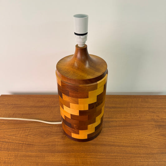 1970s wood block lamp base