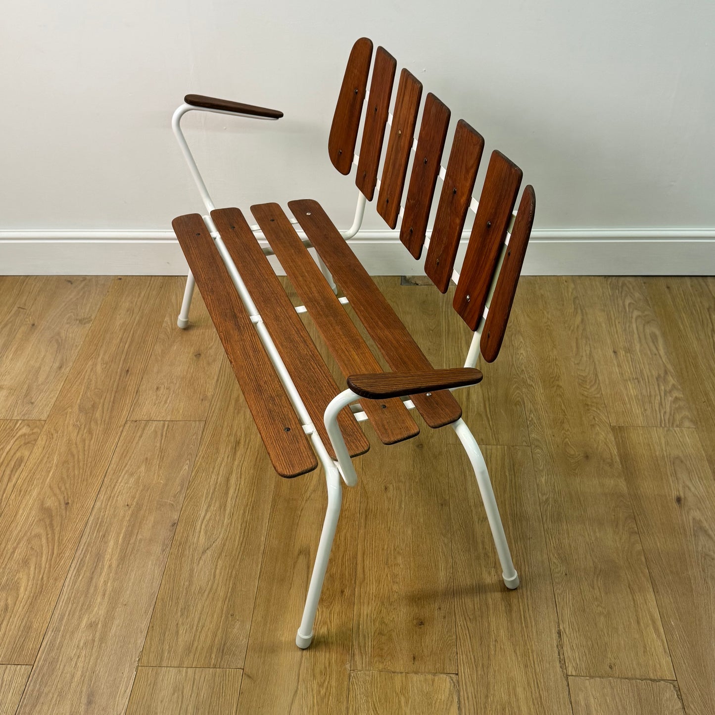 1960s Swedish teak slatted bench