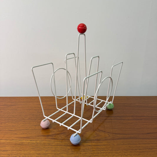 1950s atomic white metal magazine rack