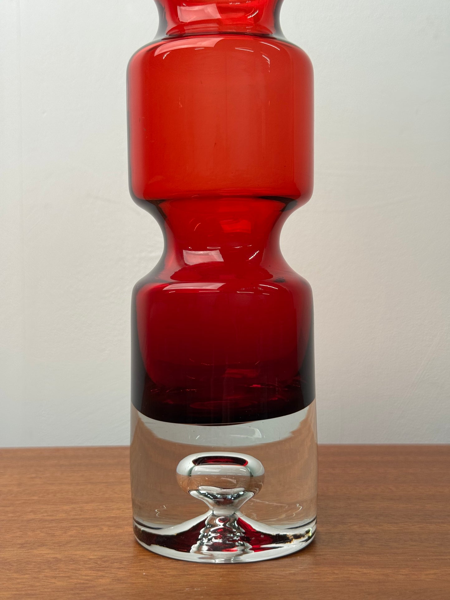Tall Red glass vase by Bo Borgstrom for Aseda Sweden