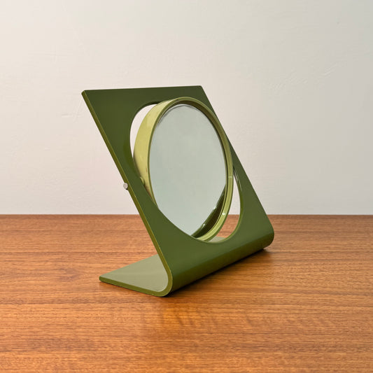 1970s green plastic table mirror