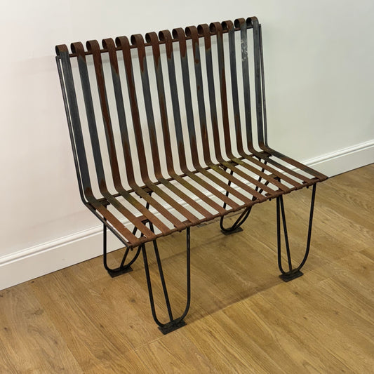 Vintage slatted steel bench