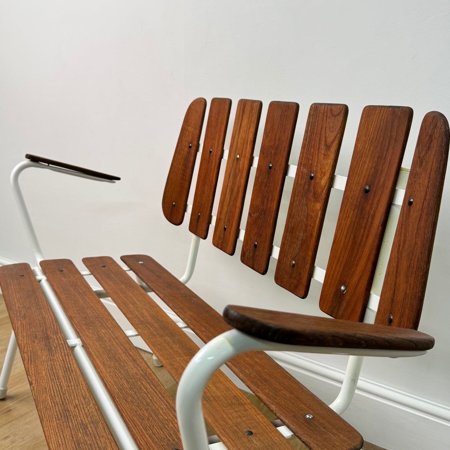1960s Swedish teak slatted bench
