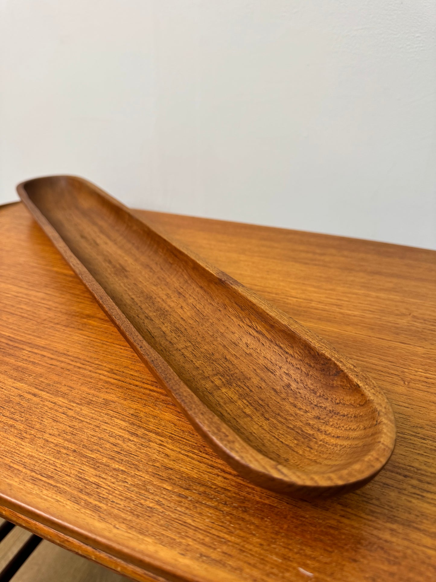 1970s long narrow teak dish