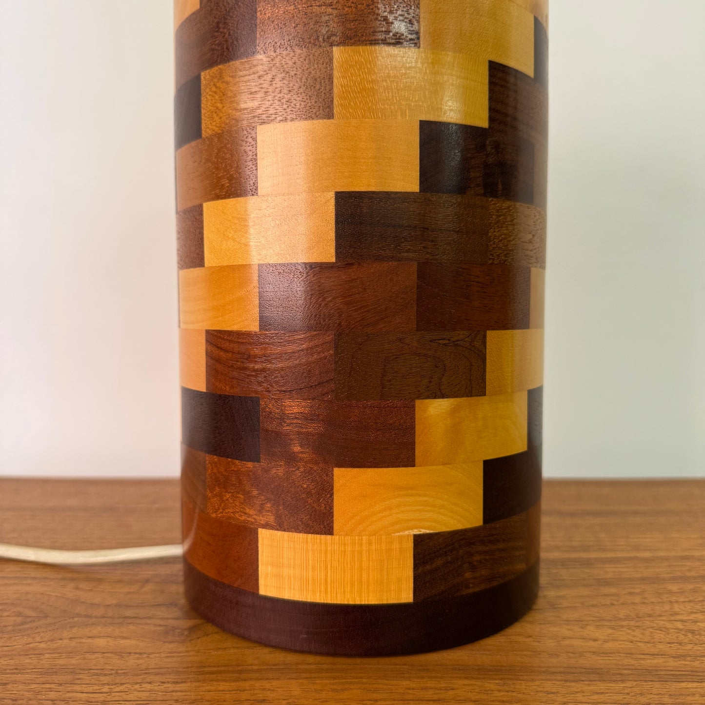 1970s wood block lamp base