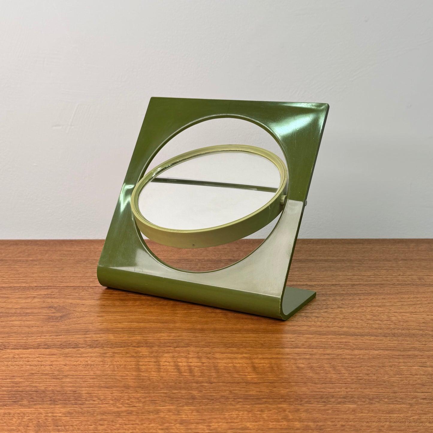1970s green plastic table mirror