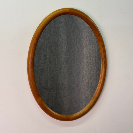 1970s elm oval wall hanging mirror