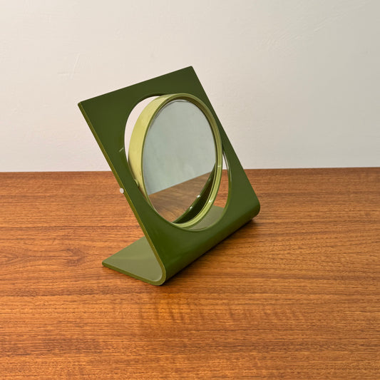 1970s green plastic table mirror