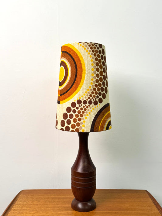 1960s teak table lamp with op art shade