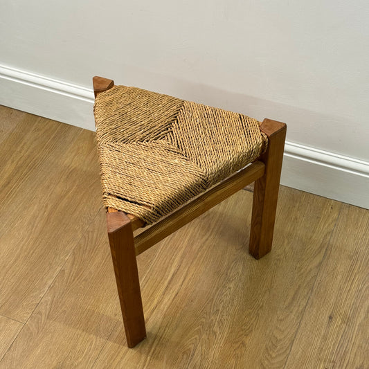 Triangular rattan corded stool