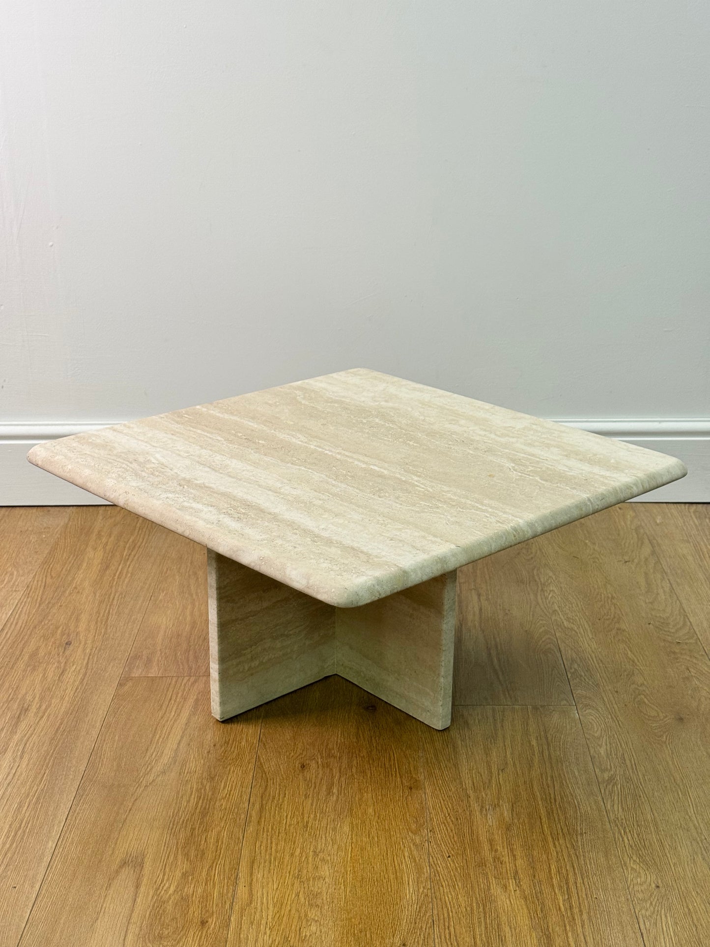 1980s Travertine marble small coffee table