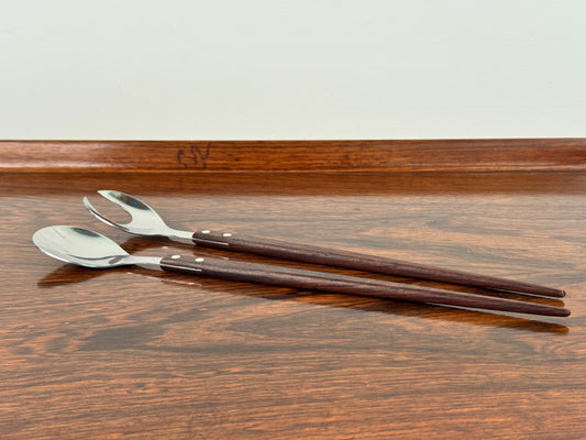 Stainless steel and rosewood salad servers
