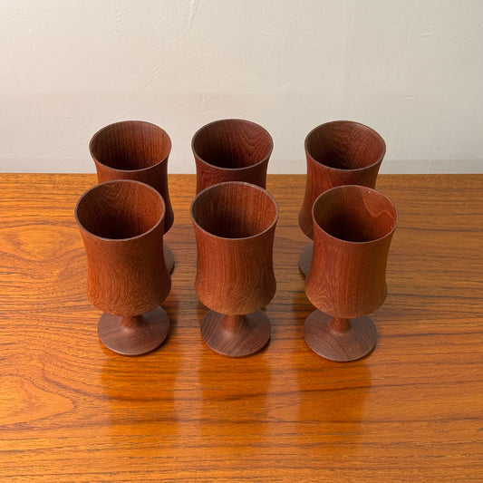 1970s teak wine goblets