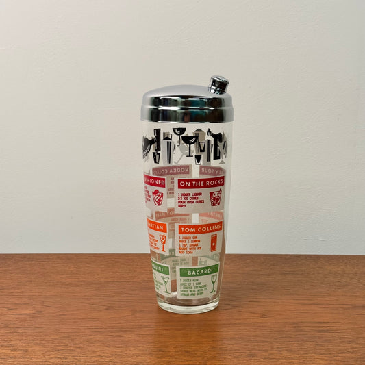 1950s glass cocktail shaker