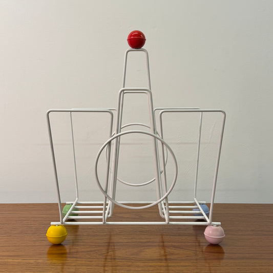 1950s atomic white metal magazine rack