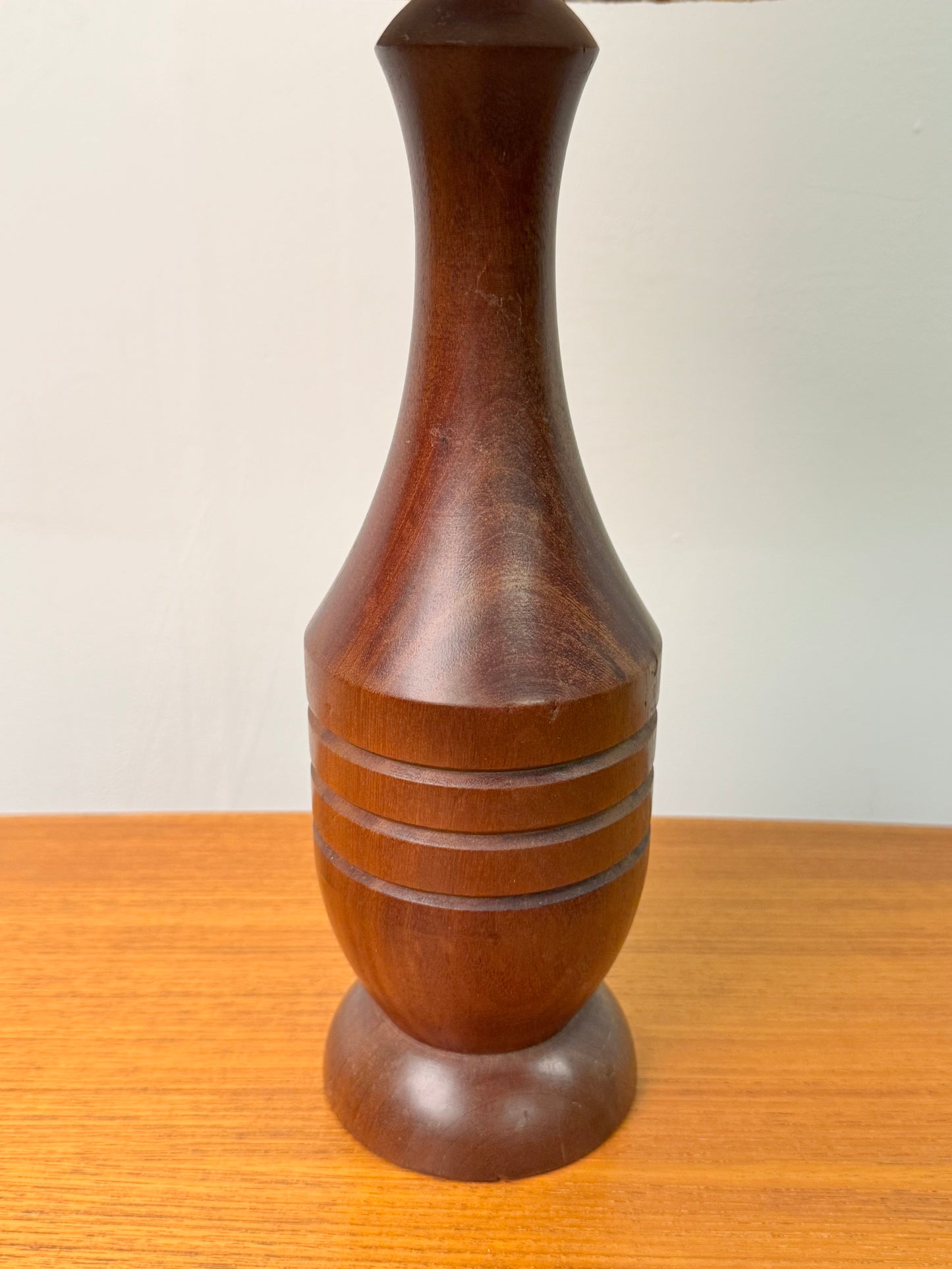 1960s teak table lamp with op art shade