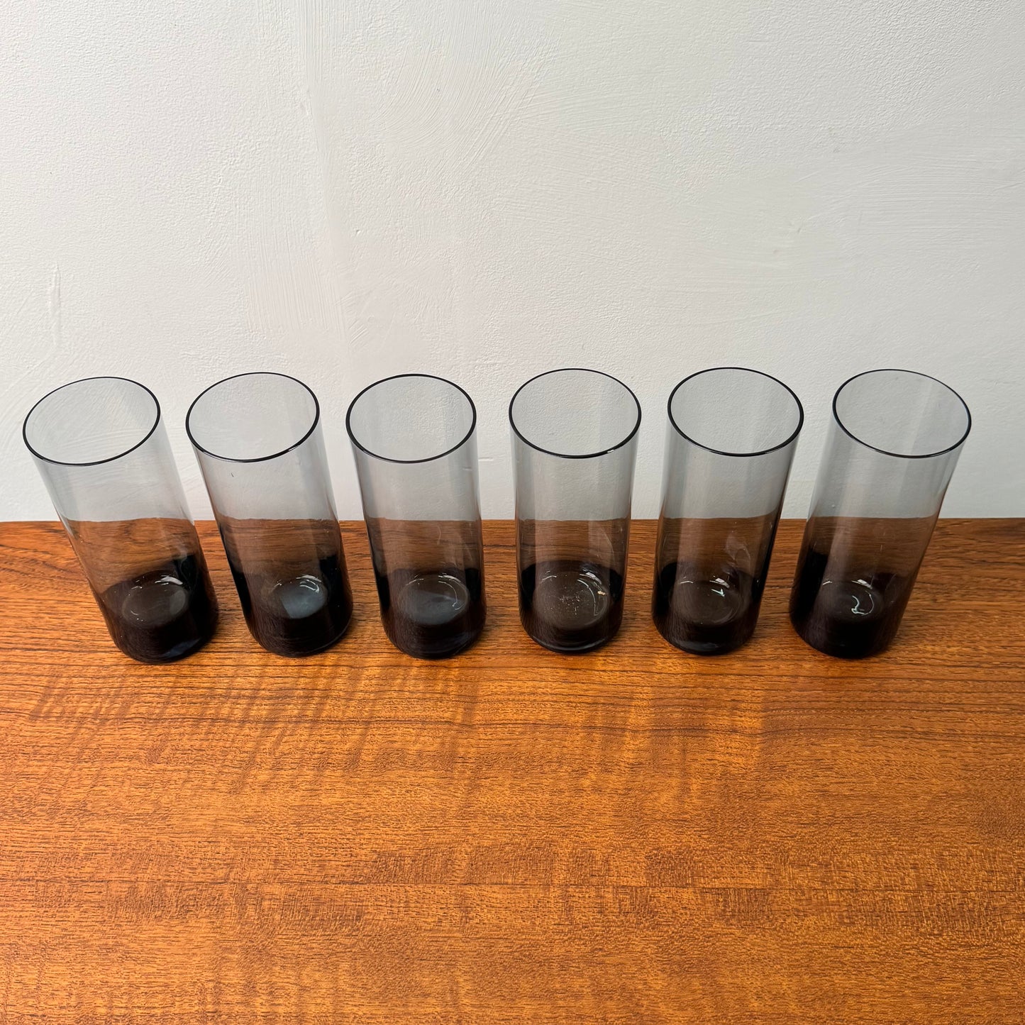 1960s thin walled grey drinking glasses