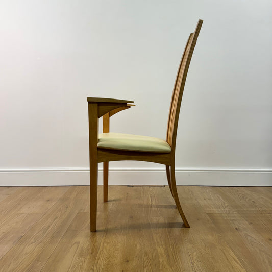 1980s handmade high back elbow chair