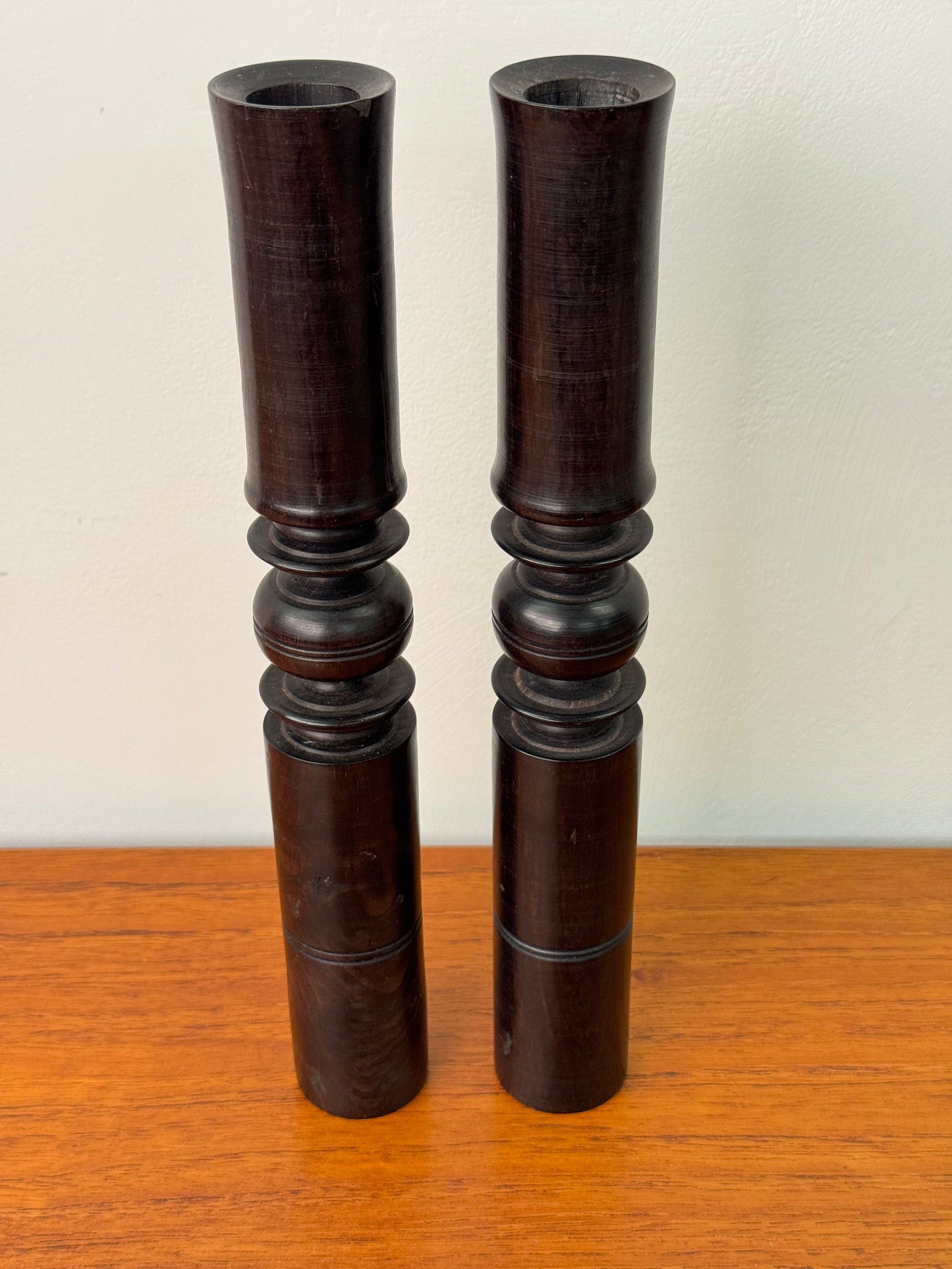 Vintage hardwood turned candlesticks