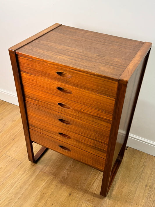 Walnut chest of drawers by Uniflex