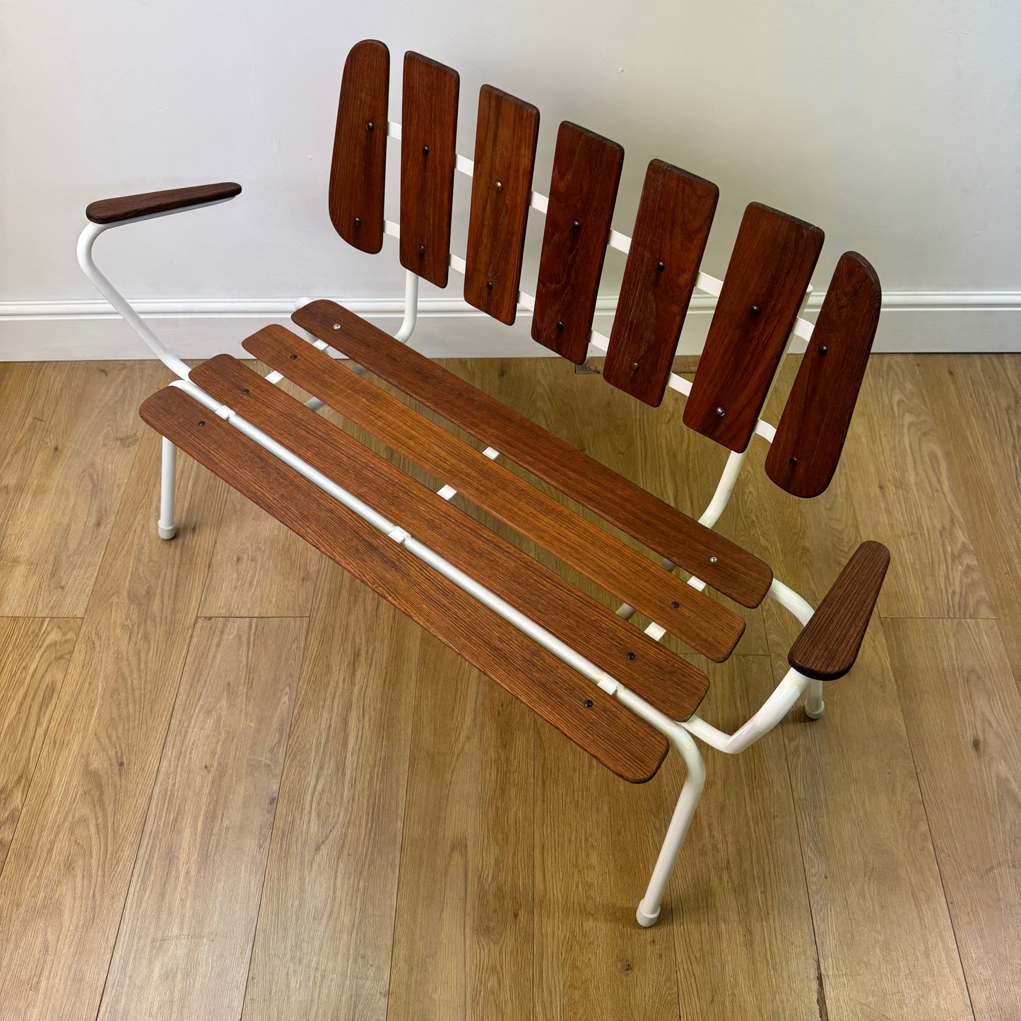 1960s Swedish teak slatted bench
