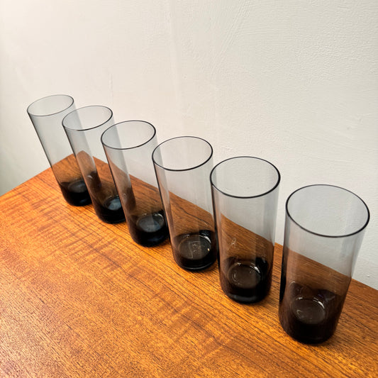 1960s thin walled grey drinking glasses