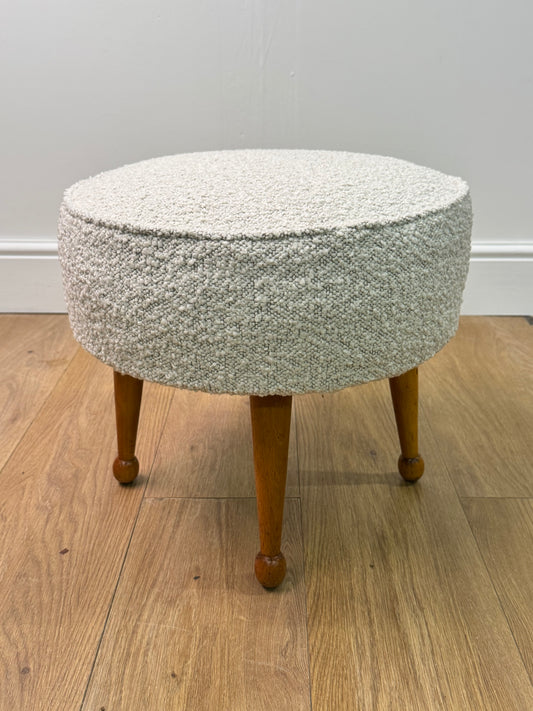 1950s ivory boucle stool
