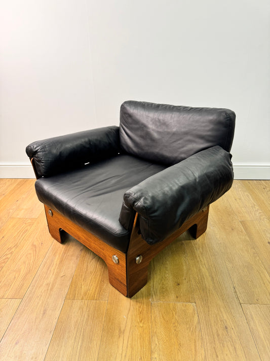 Plywood and Leather armchair by John Hardy