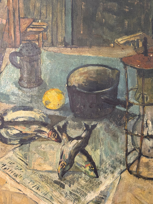 1960s Still life with fish