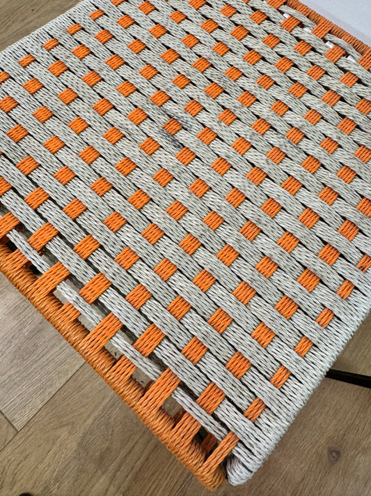 1950s woven stools on metal legs