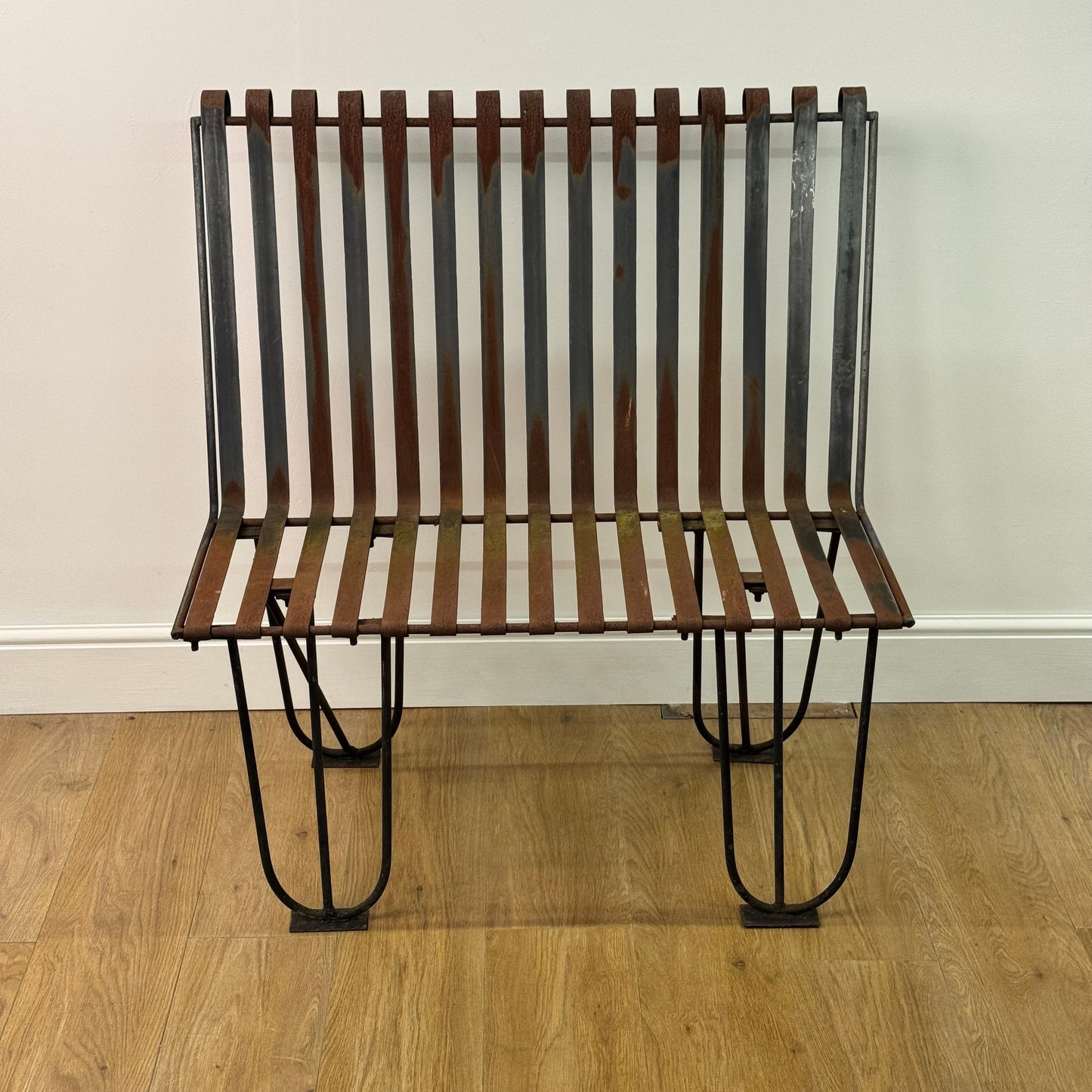 Vintage slatted steel bench