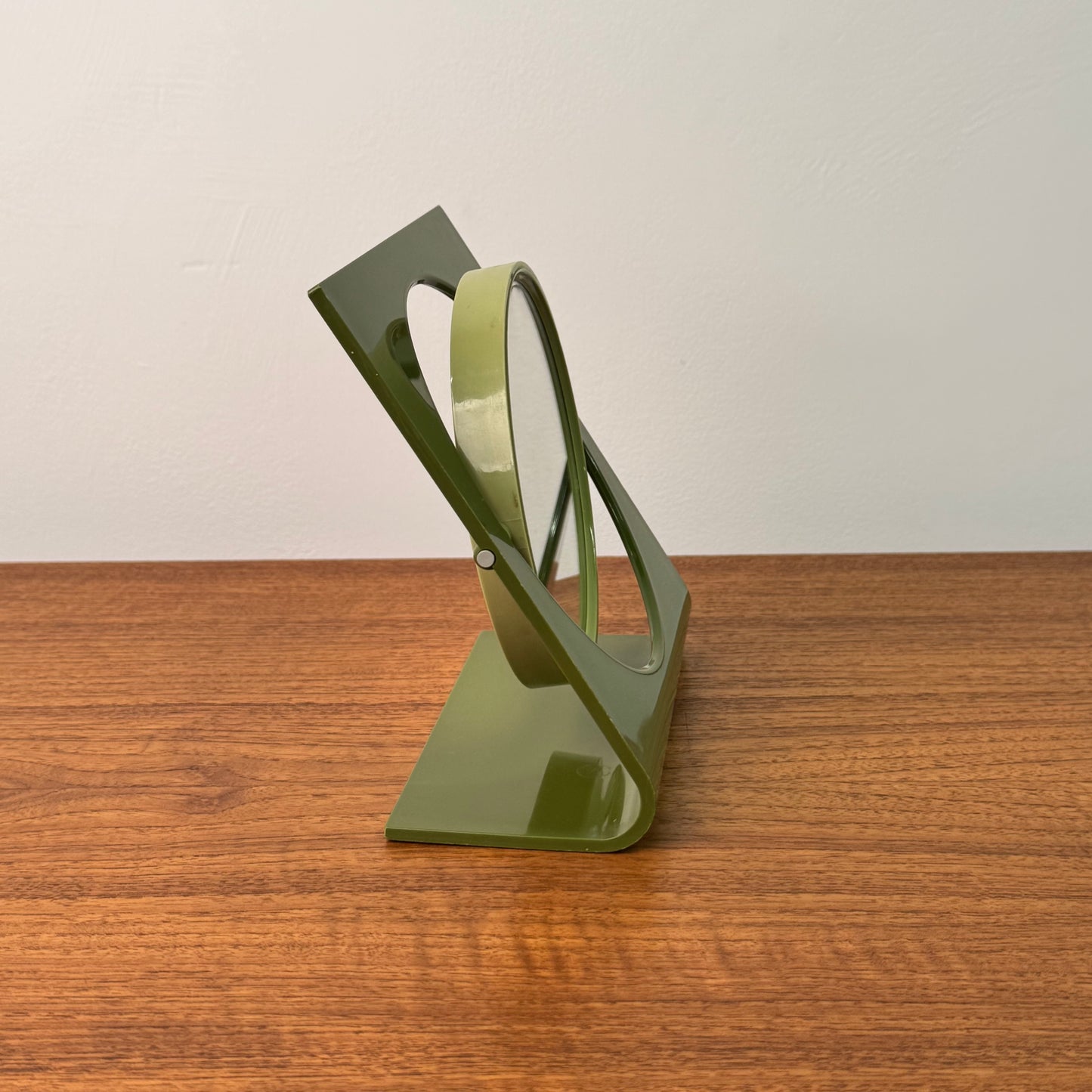1970s green plastic table mirror