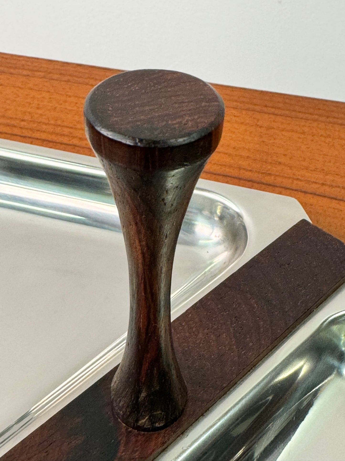 Danish triangular stainless steel serving dish