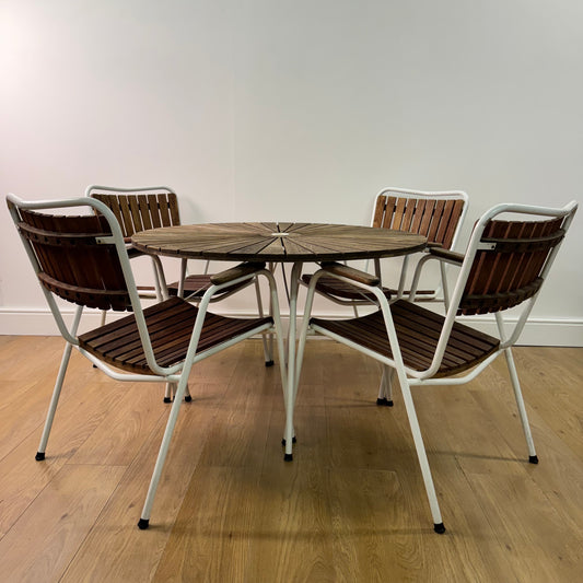 Teak garden table and chairs by Daneline Denmark 1960s