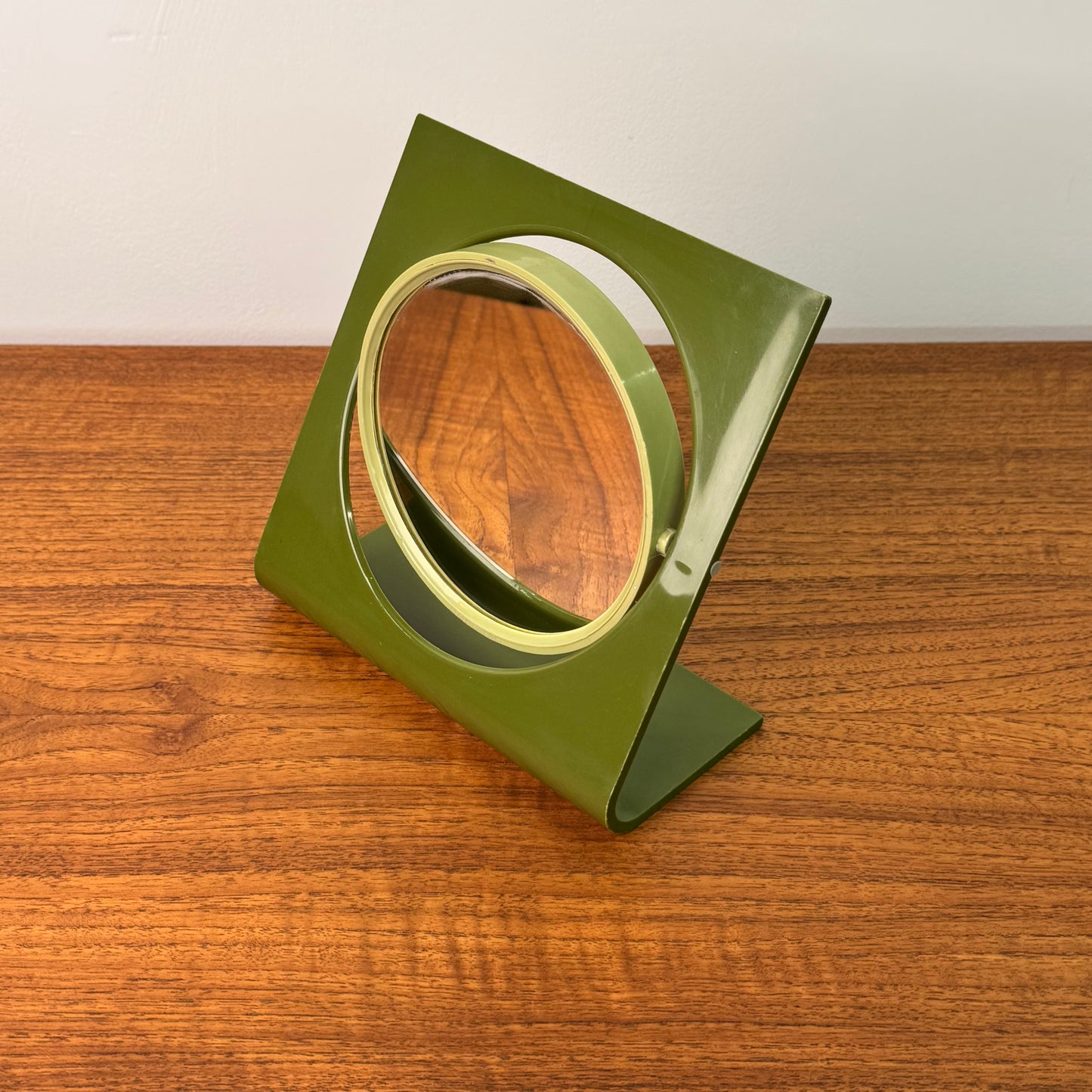 1970s green plastic table mirror