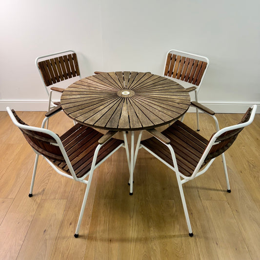 Teak garden table and chairs by Daneline Denmark 1960s