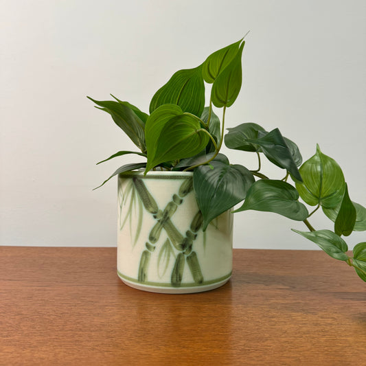 Bamboo design plant pot by Poole 1979
