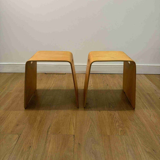 Pair of vintage bent ply tables stools