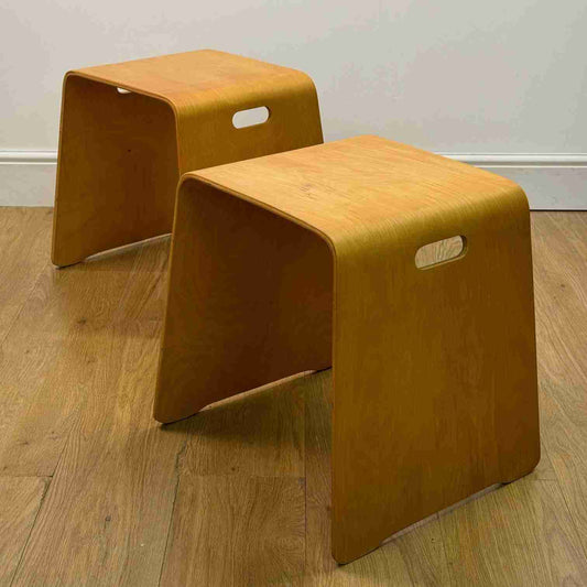 Pair of vintage bent ply tables stools