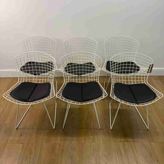 White wire chairs by Harry Bertoia for Knoll